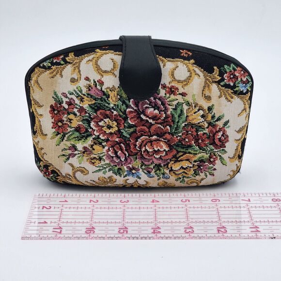 La Regale Vintage Needlepoint Floral Pattern Clutch Bag - Picture 9 of 11